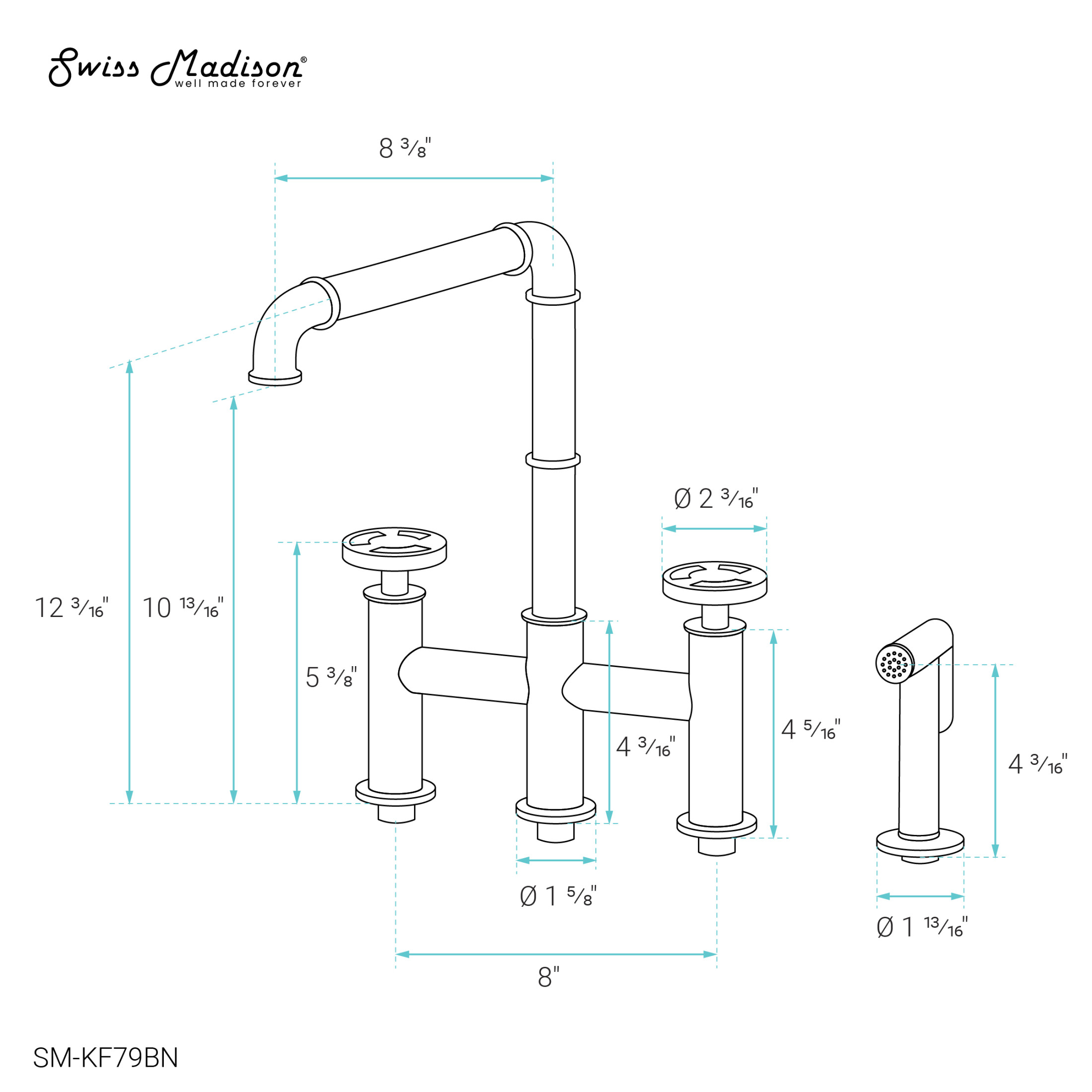 Avallon Pro Widespread Kitchen Faucet with Side Sprayer in Brushed Nickel