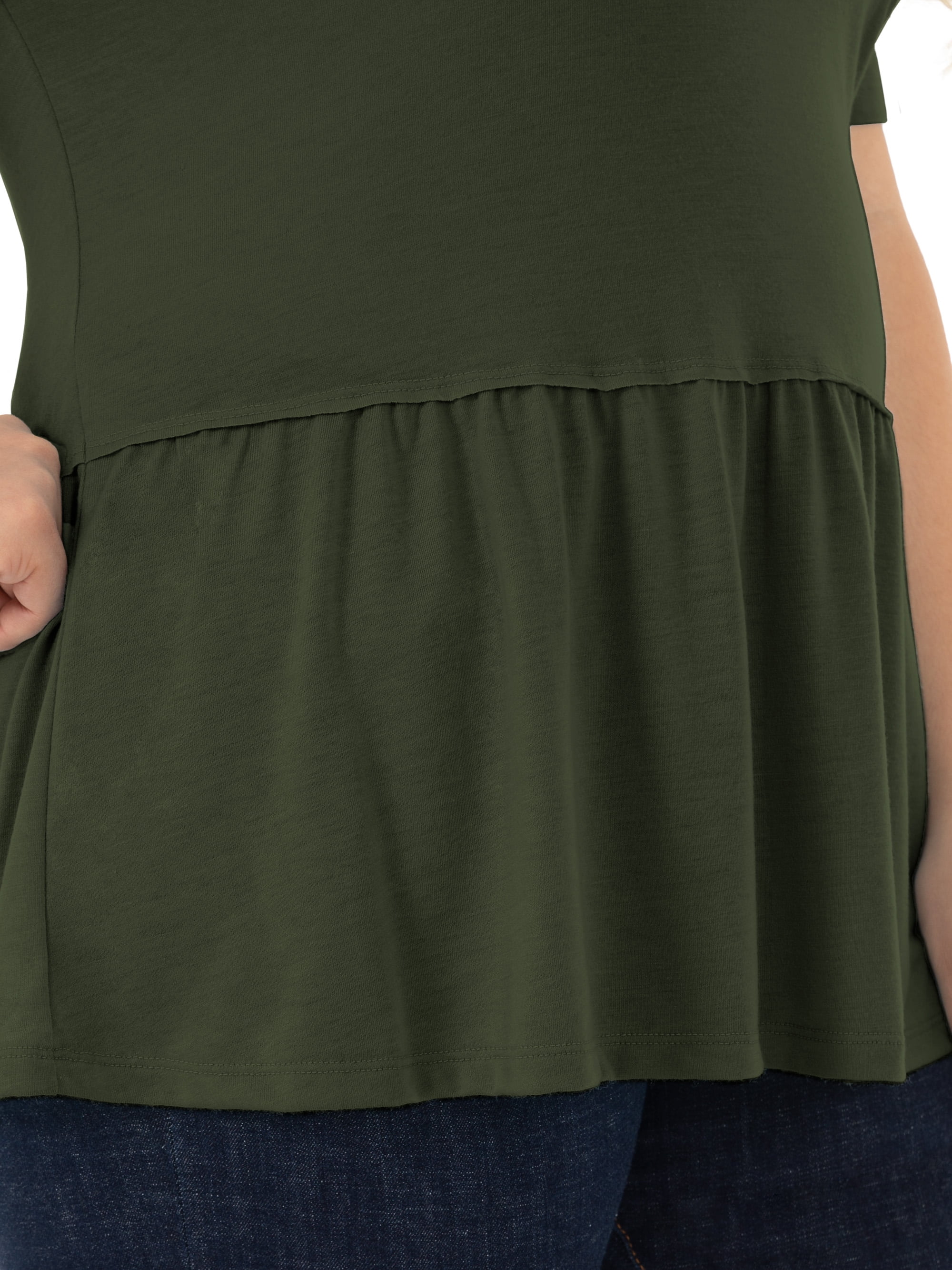 Wright's Women's Plus Size Short Sleeve Crew Neck Classic Peplum Top/Blouse, 1X-4X