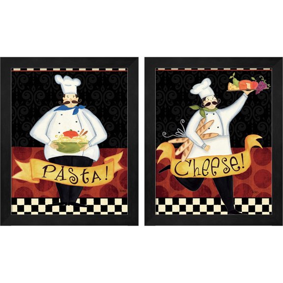Great Art Now Bon Appetit A by Veronique Charron, 2 Piece Framed Art Set Each 9.25"W x 11.25"H