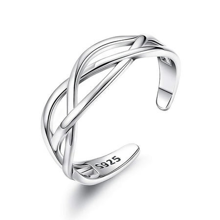 Solid 925 Sterling Silver Ring For Women, Adjustable Vintage