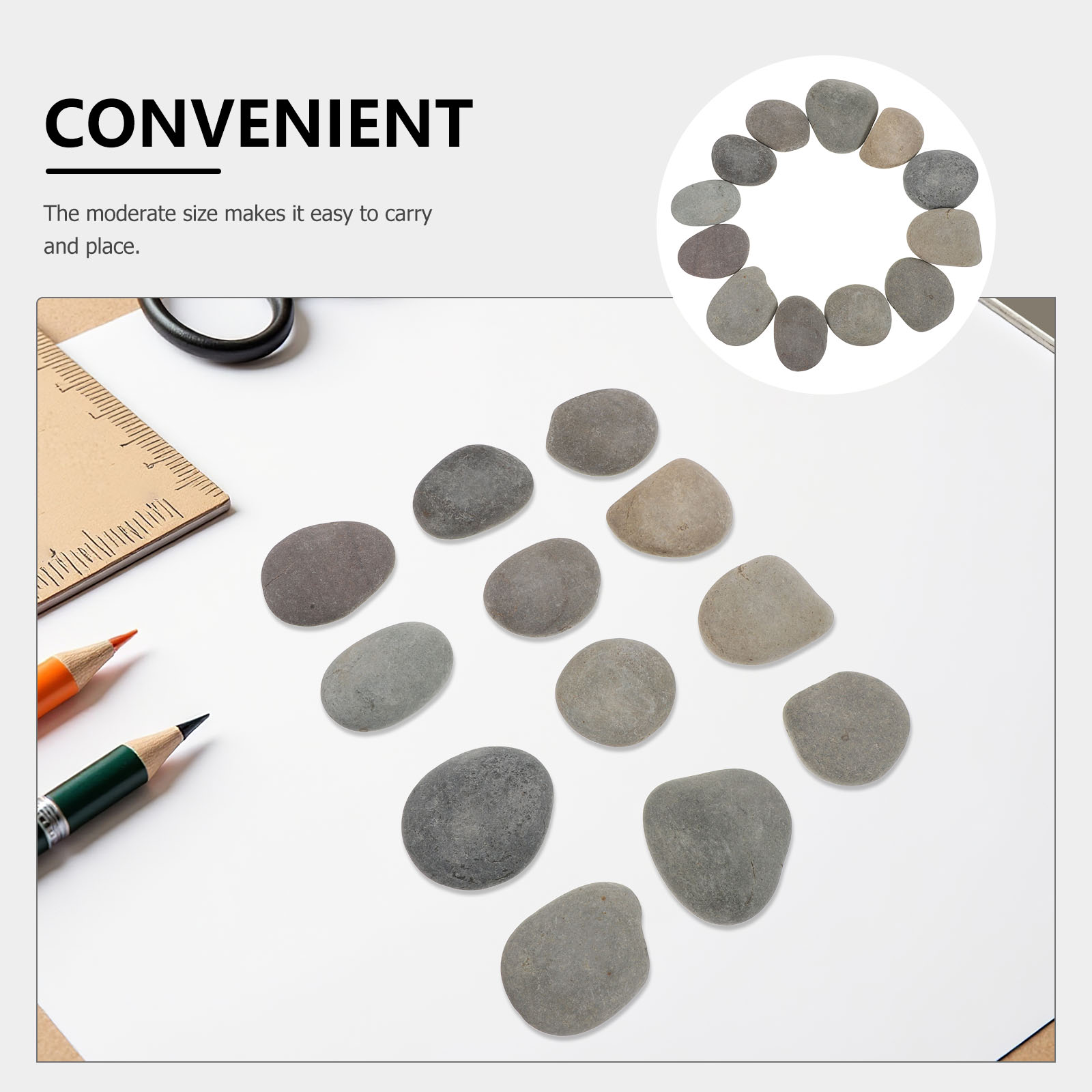 LOLIPPYY 12Pcs Natural Flat River Rocks for Painting Large Smooth Stones Suitable for Art Classes and Crafts