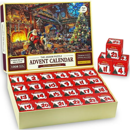Advent Calendar Puzzles 2024 Christmas 24 Days Countdown Calendars 1008 Pieces Christmas Jigsaw Puzzle in 24 Boxes