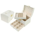 thumbnail image 2 of Unique Bargains 3 Layer Jewelry Box PU Leather Jewelry Organizer Case Storage Holder White, 2 of 8