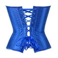thumbnail image 3 of Women's Satin Corsets Top Plus Size Gothic Overbust Corset Lace up Vintage Bustier Corset Blue Size XL, 3 of 5