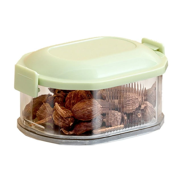 Storage Containers Kitchen Pantry, Kitchen Food Storage Container Seasoning Containers 3-Piece Stackable Pet+Abs Scallion Ginger Garlic Fresh-Keeping Box with Airtight Seal