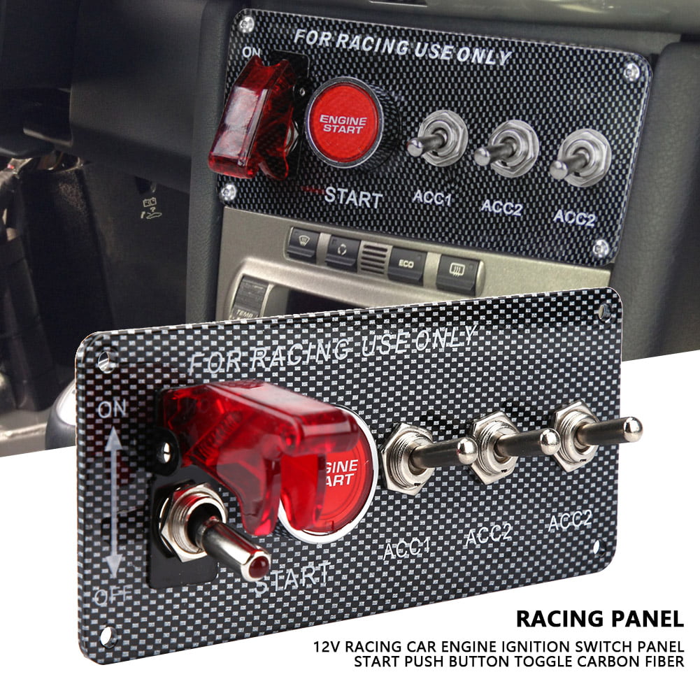 Racing Car 12V Ignition Switch Panel Engine Start LED Push Button Toggle Panel