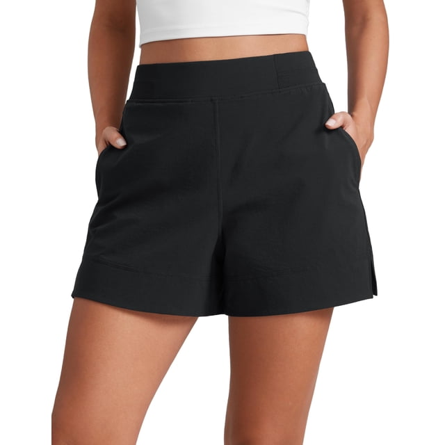 Shorts CRZ YOGA Mujer Cintura Alta 10 cm con Abertura en V Negro Talla S