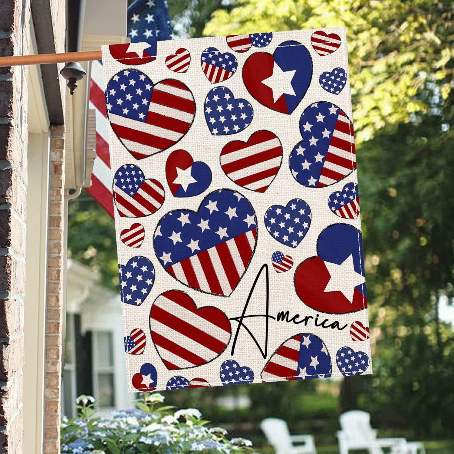 4th of July America House Flag 28x40 Inch Double Sided Outside Independence Day Patriotic American Stars and Stripes Yard Outdoor Decoration