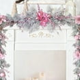 thumbnail image 4 of Pink Christmas Wreath Garland With Festive Ornaments, Poinsettias, Berries, Cones and Snowy Needle Decoration for Home Door, Window, Mantel, Holiday Décor, 4 of 4