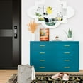 thumbnail image 6 of Metal 4 Drawer Dresser,15.8" D x 31.5" W x 39.25" H,Home Peacock Blue Dresser for Bedroom,Storage Cabinet with 4 Drawers,Tall Dresser,Entryway, and Closet.Peacock Blue, 6 of 7
