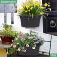 thumbnail image 3 of Hanging Flower Pots for Railing,11 inch Black Plastic Fence Hanging Railing Planter for Outdoor Plants Countryside Style Window Flower Bucket Pots with Detachable Hooks Outdoor Home Decor,3 Pack,Black, 3 of 7