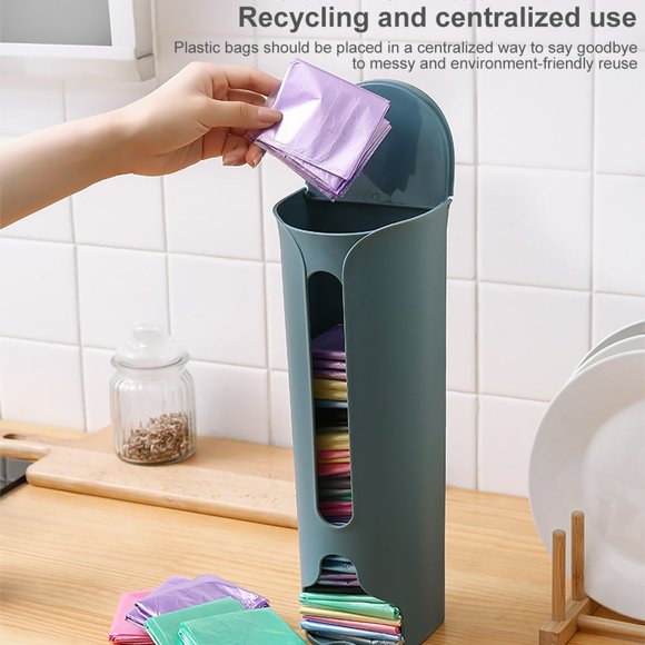 Kitchen Wall-Mounted Plastic Bag Storage Holder Garbage Pouch Saver Organizer Dispenser White