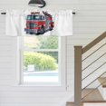 thumbnail image 5 of Kitchen Valances for Window, Red Fire Truck Cartoon Car Light Filtering Rod Pocket Valance Curtain, Modern Minimalist Style Short Curtains Window Topper for Bedroom Bathroom Living Room 42x18in, 5 of 9