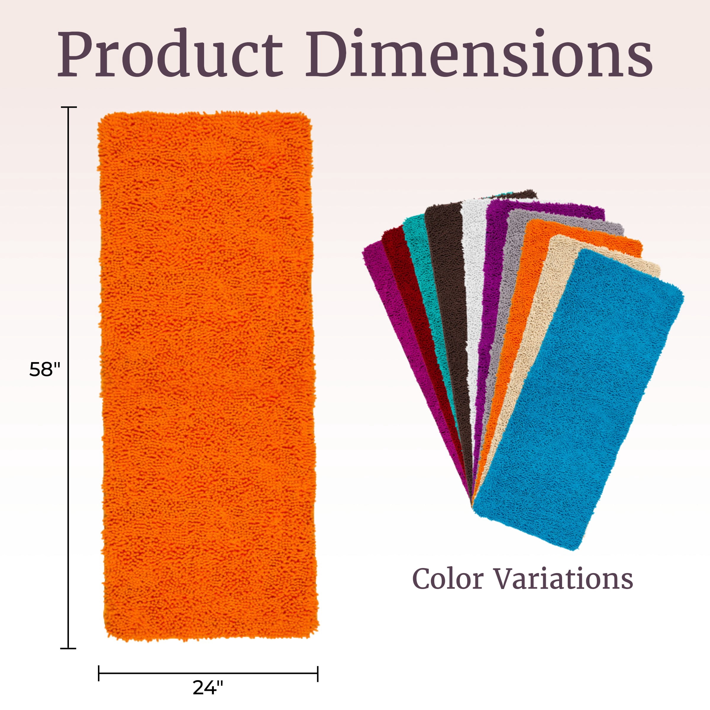 Somerset Home 58" x 24" Non-Slip Shag Memory Foam Bath Mat (Orange)