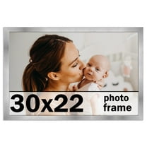 30x22 Frame Silver Stainless Steel Solid Wood Picture Frame | 0.75 Inch Moulding Width | Includes