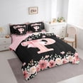 thumbnail image 2 of Erosebridal Cute Bowknot Floral Bedding Comforter Set 7 Pieces, Black Pink Initial P Full Bedding Set, 2 of 7