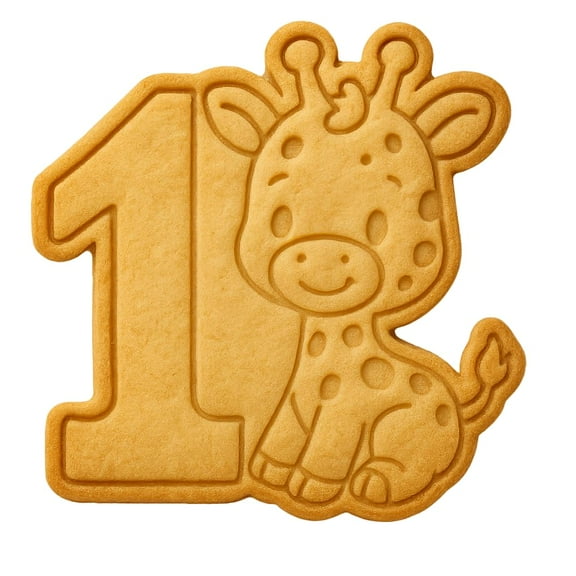 1 Year Old Giraffe Cookie Cutter & Stamp 4x3.5" for Baking & Fondant Clay Gifts