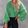thumbnail image 2 of hotojiny Tops for Women Casual Loose Lantern Sleeve V Neck Blouses Dressy Breathable Shirts Trendy Tees, 2 of 7
