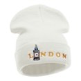 thumbnail image 4 of London Big Ben Embroidered 12 Inch Long Knitted Beanie - White OSFM, 4 of 5
