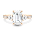 thumbnail image 2 of ESTE ORIGIN 2.00Ct Emerald Cut Moissanite Trilogy Engagement Ring – Pear Side Stones, Pavé Band, Cathedral Setting in 14K Rose Gold for Women US 4.5, 2 of 7