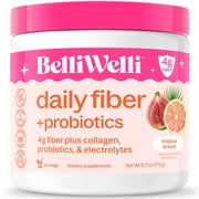 (2 pack) BelliWelli Daily Fiber Supplement with Probiotics, Electrolytes, and Collagen - Tropical Breeze, 6.4 oz