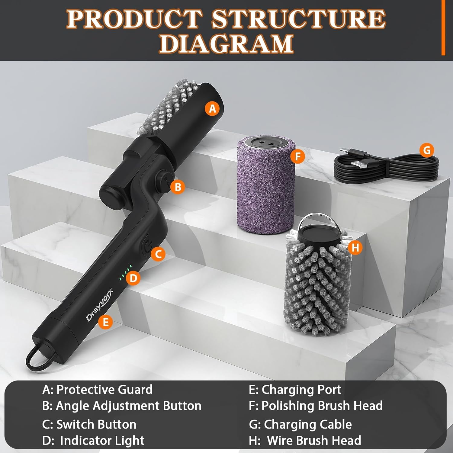 Electric Grill Brush, Cordless Electric BBQ Grill Cleaner with Powerful Motor, Rechargeable Grill Cleaning Brush for Burnt-On Grease & Grill Grates
