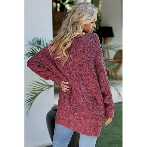 Pull tunique en tricot gris abricot rouge pour femme Walmart