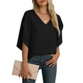 thumbnail image 3 of Asklazy Women's Fall Casual 3/4 Ruffled Sleeve Chiffon Blouse Tops for Women,US Size,Black,L, 3 of 8