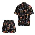 thumbnail image 5 of FKEKYI Mushroom Flower Star Print Women's 2 Piece Short Set Open Front Shirt Top & Summer Shorts with Elastic Waistband Soft Beachwear Causal Lounge Set Resort Wear, L, 5 of 7