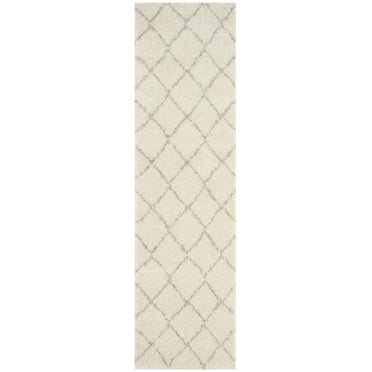 SAFAVIEH Arizona Wayra Geometric Shag Runner Rug, Ivory/Beige, 2'3" x 6'