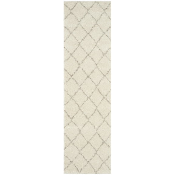 SAFAVIEH Arizona Wayra Geometric Shag Runner Rug, Ivory/Beige, 2'3" x 10'