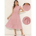 thumbnail image 2 of DARING DIVA Midi Ruffled Sleeve Mock Neck Casual Dress XS Pink, 2 of 6