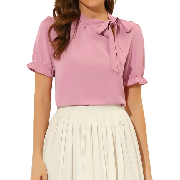 Top Elegante De BluDe ManCorDe OficiDe Las Camisas Del Cuello De PajariDe Las Mujeres RoProfundo XS