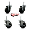 thumbnail image 2 of 3.5 Inch Phenolic Wheel Swivel 3/4 Inch Threaded Stem Caster Set 2 Brakes SCC, 2 of 2