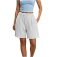 thumbnail image 3 of Ovzne Women's High Waisted Wide Leg Elastic Trendy Athletic Shorts Polyester Casual Summer Loose Workout Running Shorts with Pockets S-XXL, 3 of 9