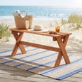 thumbnail image 3 of ELLEGNT 2 PCS 36" Solid Wood Backless Bench, Teak Oil Finish & Slatted Seat, Farmhouse Style for Patio，Garden，Entryway，Mudroom, 3 of 6
