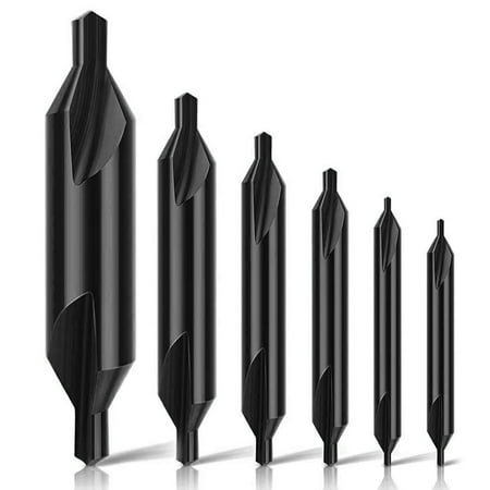 

Ghopy 6pcs Center Drill Bits Set High Speed Steel Combined Drill 60 Degree Angle Kit 1.0/1.5/2/2.5/3/5mm Countersink Lathe Bit for 170 HB - 200 HB Metal Alloy Iron