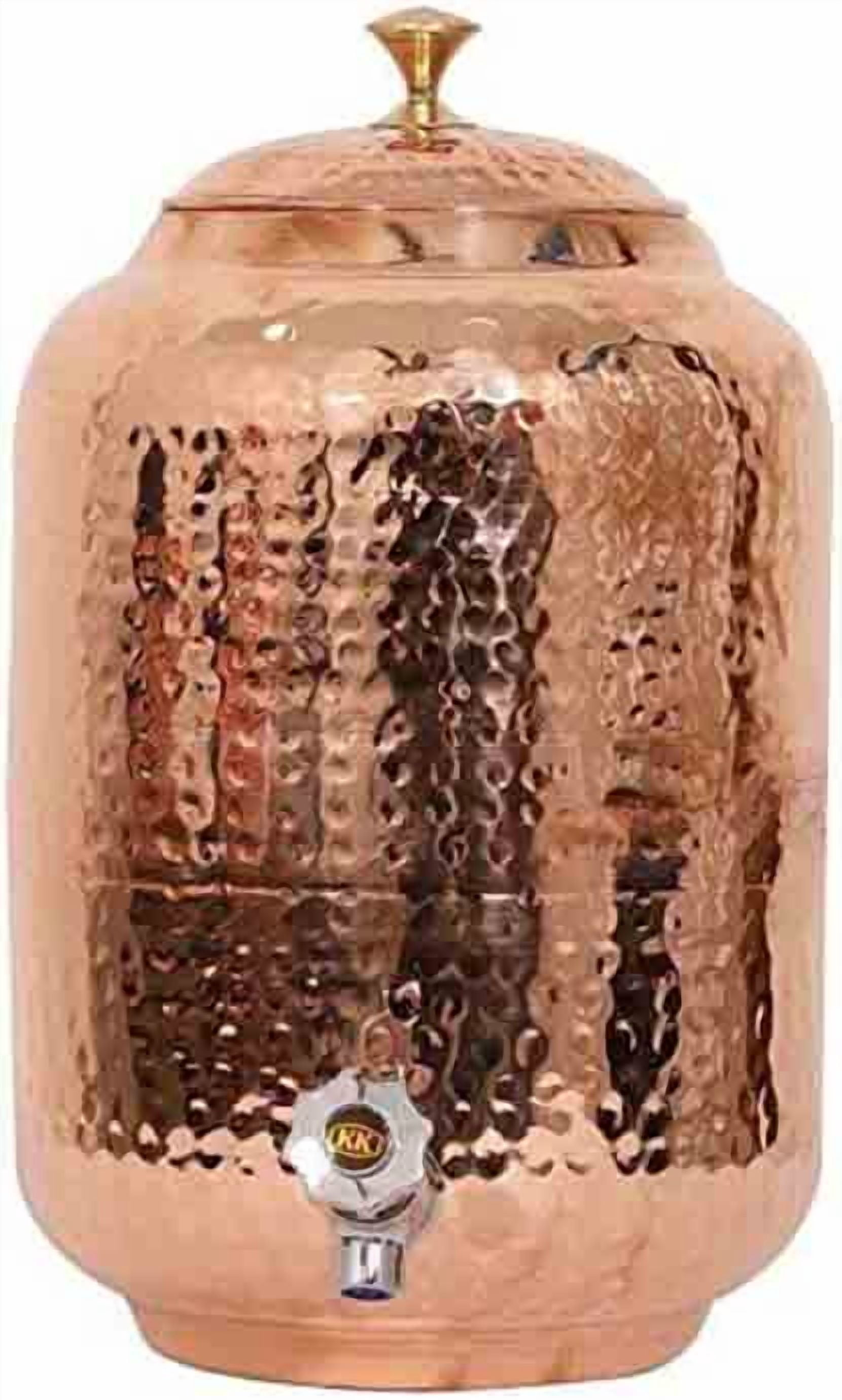 Handmade 100% Pure Copper Hammered Dispenser Water Pitcher, Container, Pot 4 Liter with 2 Glass 1 Bottle