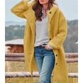 thumbnail image 2 of sicmoss Women's Yellow Single Breasted Long Wool Coat, Hooded Winter with Pockets, 2 of 4