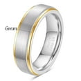 thumbnail image 2 of HIJONES Unisex Tungsten Steel Matte 6MM Two-Tone Ring Polished Edge Couple Wedding Band Jewelry Silver-Gold Size 9, 2 of 5