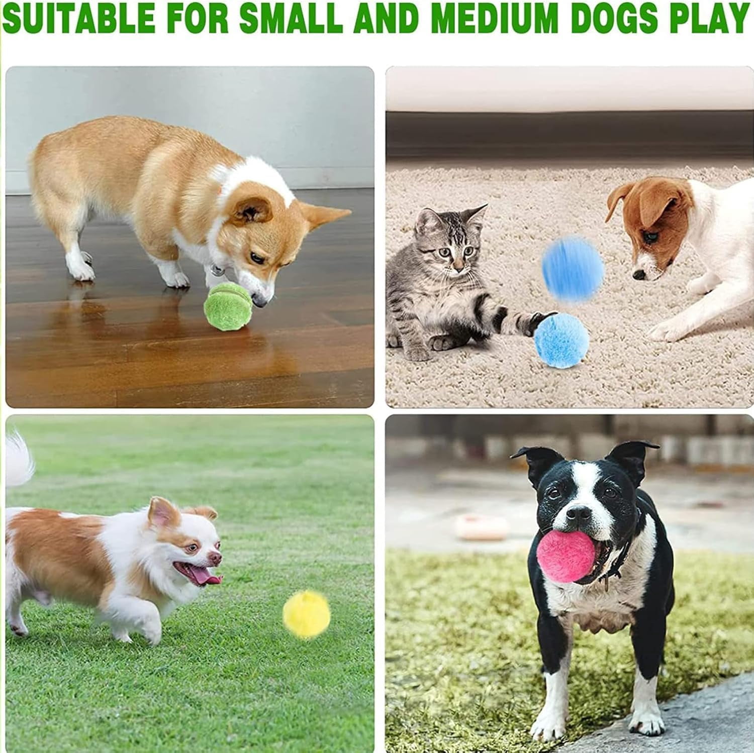 Rectionrae Active Rolling BallActive Rolling Ball Anti-Anxiety Automatic Moving Balls Interactive Dog Toys for Puppy Small Medium Dogs 1SET