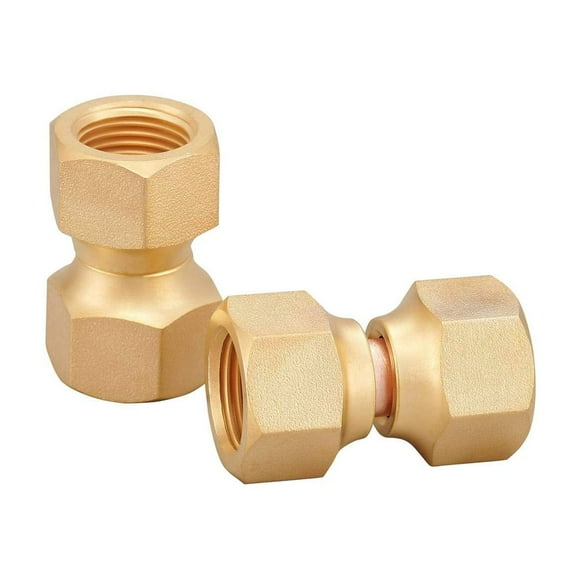 Minimprover 2 PCS Brass 3/8" Female Flare Swivel Adapter, Swivel Nut, Tube Fitting, Valve Connector