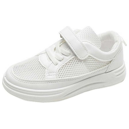 Futezty Girls Slip on Sneakers Kids Shoes Boys Sneakers Lightweight Running Sports Soft Soled(White 13 Little Child)