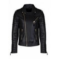 thumbnail image 3 of Noora New Men's Black Lambskin Leather Biker Jacket With Zipper & Shoulder Strap Designer Quilted Jacket SU45, 3 of 11