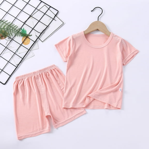 ATOGUTA Boys Clothes Short Sleeve T-shirt High Waisted Shorts Set for Boys Girls, Sizes 6M-7