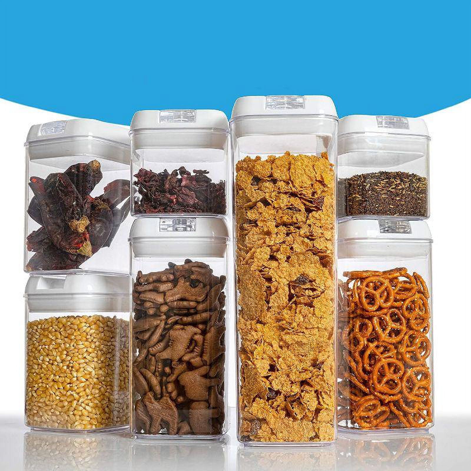 Cheer Collection Airtight Food Storage Containers and Pantry Organizer Bins, Includes Dry Erase Marker and Labels, Set of 7 (Black)