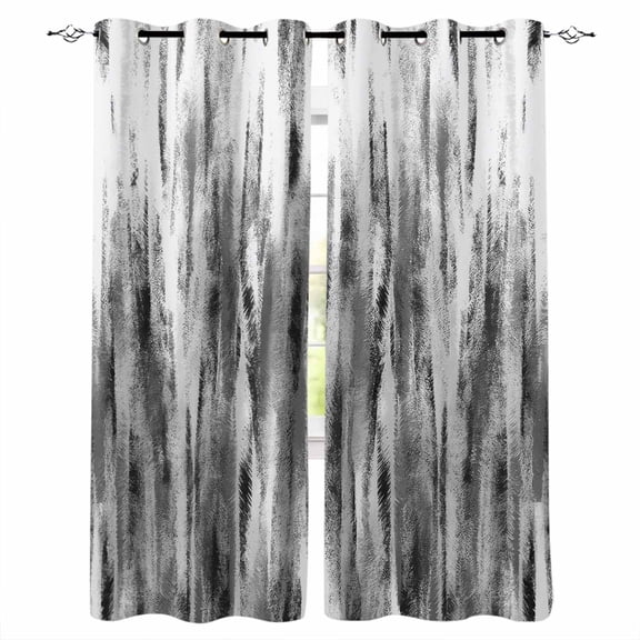 Black Grey Vintage Blackout Curtains 54 Inch Length 2 Panels Set for Living Room Bedroom, Retro Abstract Art Room Darkening Window Curtains Thermal Insulated Black Out Curtain 52"x54"