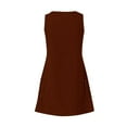 thumbnail image 3 of Women's Cotton Blend Tank Dress V Neck Sleeveless Tunic A Line Swing Knee Length Solid Casual Sundress with Pocket Brown,L, 3 of 5