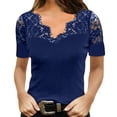 thumbnail image 1 of Blusa De Encaje, Blusa De Manga Corta De Poliéster, Cuello En V Suave A La Moda, Transpirable Para Fiesta De Compras ANGGREK No, 1 of 6