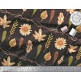 thumbnail image 2 of Soimoi Brown Velvet Fabric Sunflower & Autumn Leaves Print Fabric by Yard 58 Inch Wide, 2 of 3